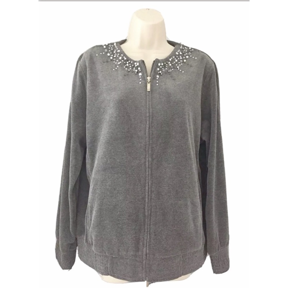 COLDWATER CREEK Sz L Velvet Rhinestone Embellished